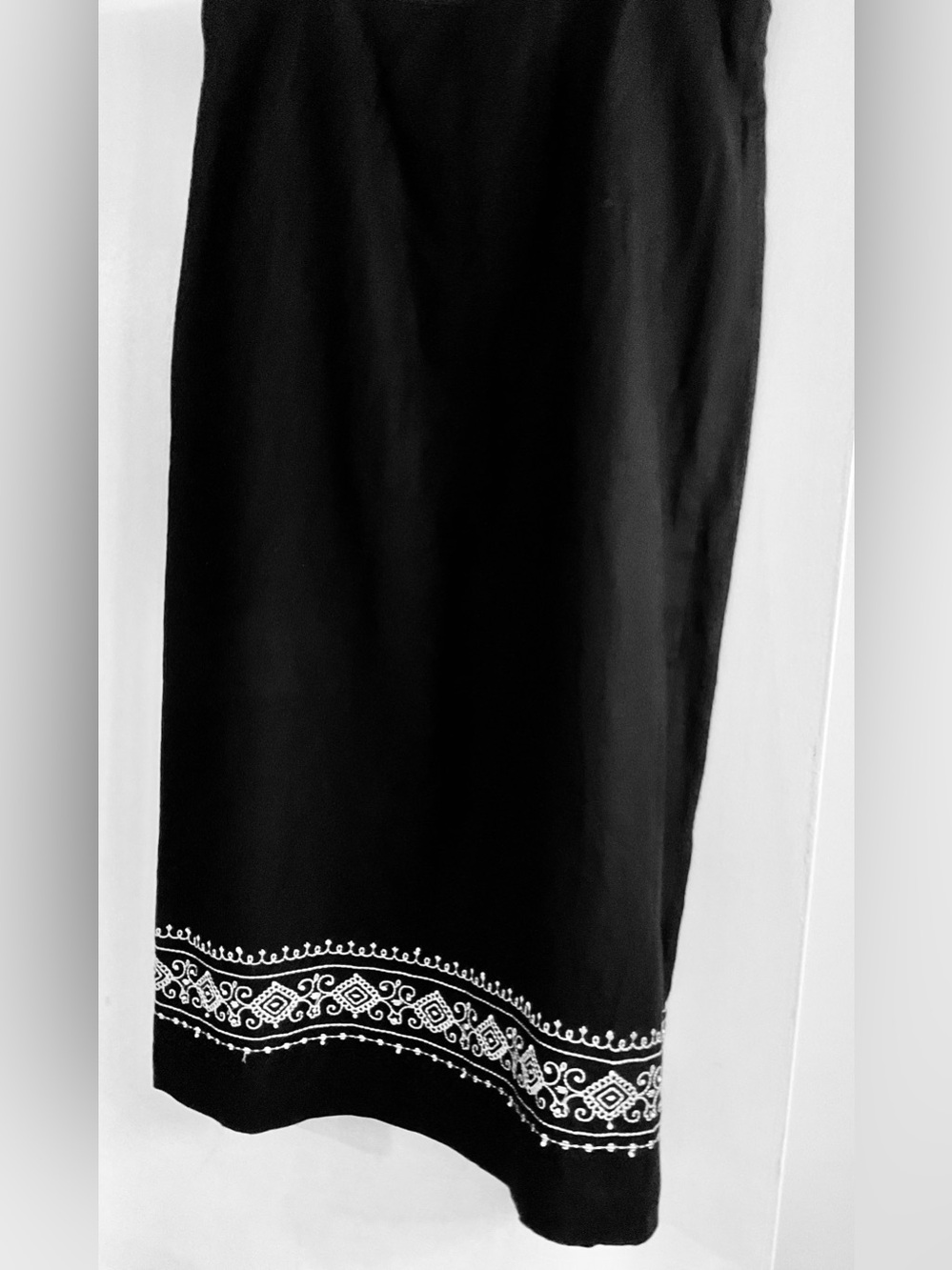 💎 Black Vintage  Wrap Skirt w/ Beaded Hemline